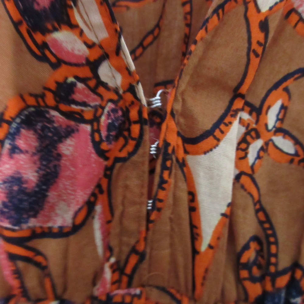 ALC Dress Plus 14 Lucia Floral Midi Smocked‎ Rust Color Ruched A Line Wedding - Picture 4 of 12